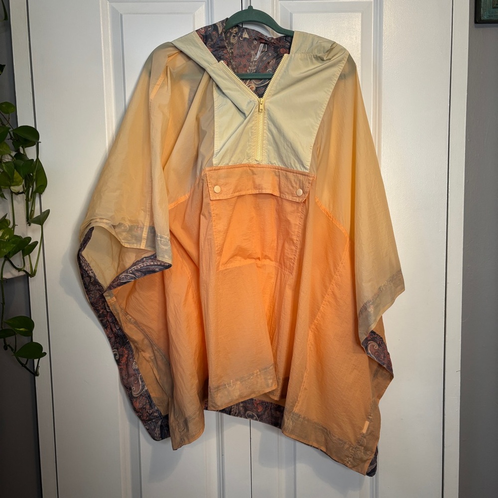 Free People Color Block Nylon Rain Poncho